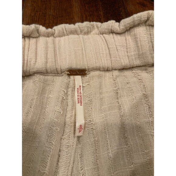 Free People Tan Relaxed Linen Belted Pants, Size S - Picture 4 of 7